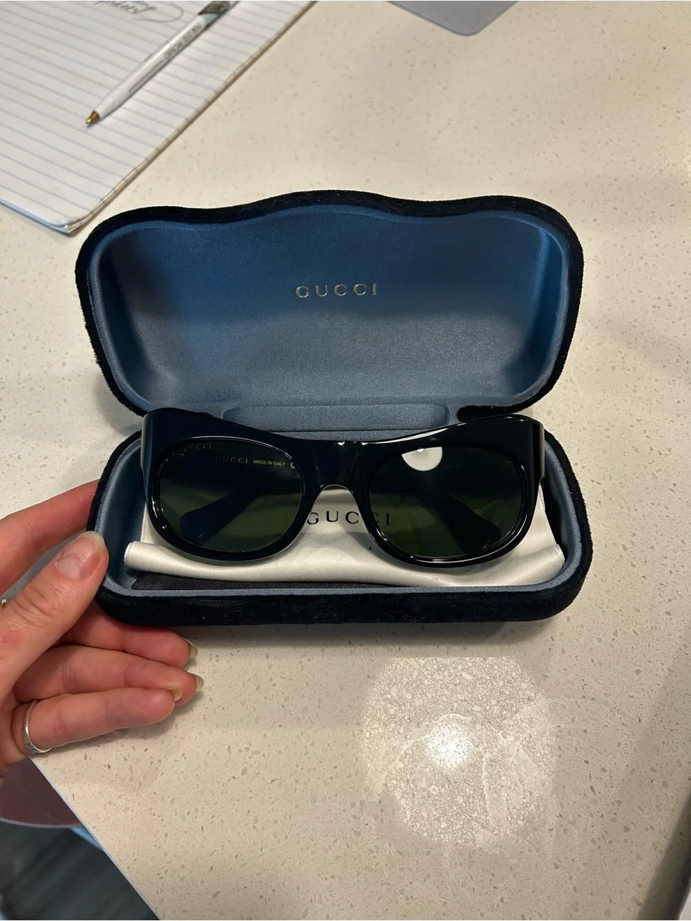 Gucci Black Cat-eye Sunglasses with Green Lenses - Bold Acetate Frame
